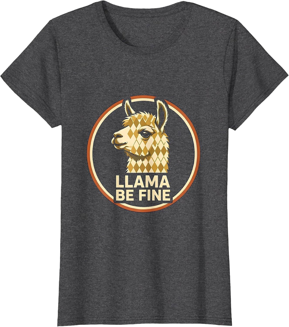 Women's Llama Be Fine Funny Alpaca Lover Animal Humor Novelty T-Shirt - Dark Heather Grey