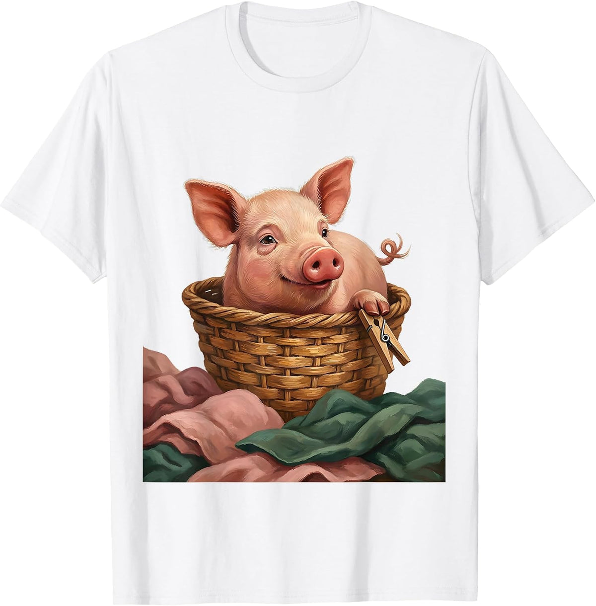 Pink Storybook Piglet Farm Animal Lover Humor T-Shirt - White