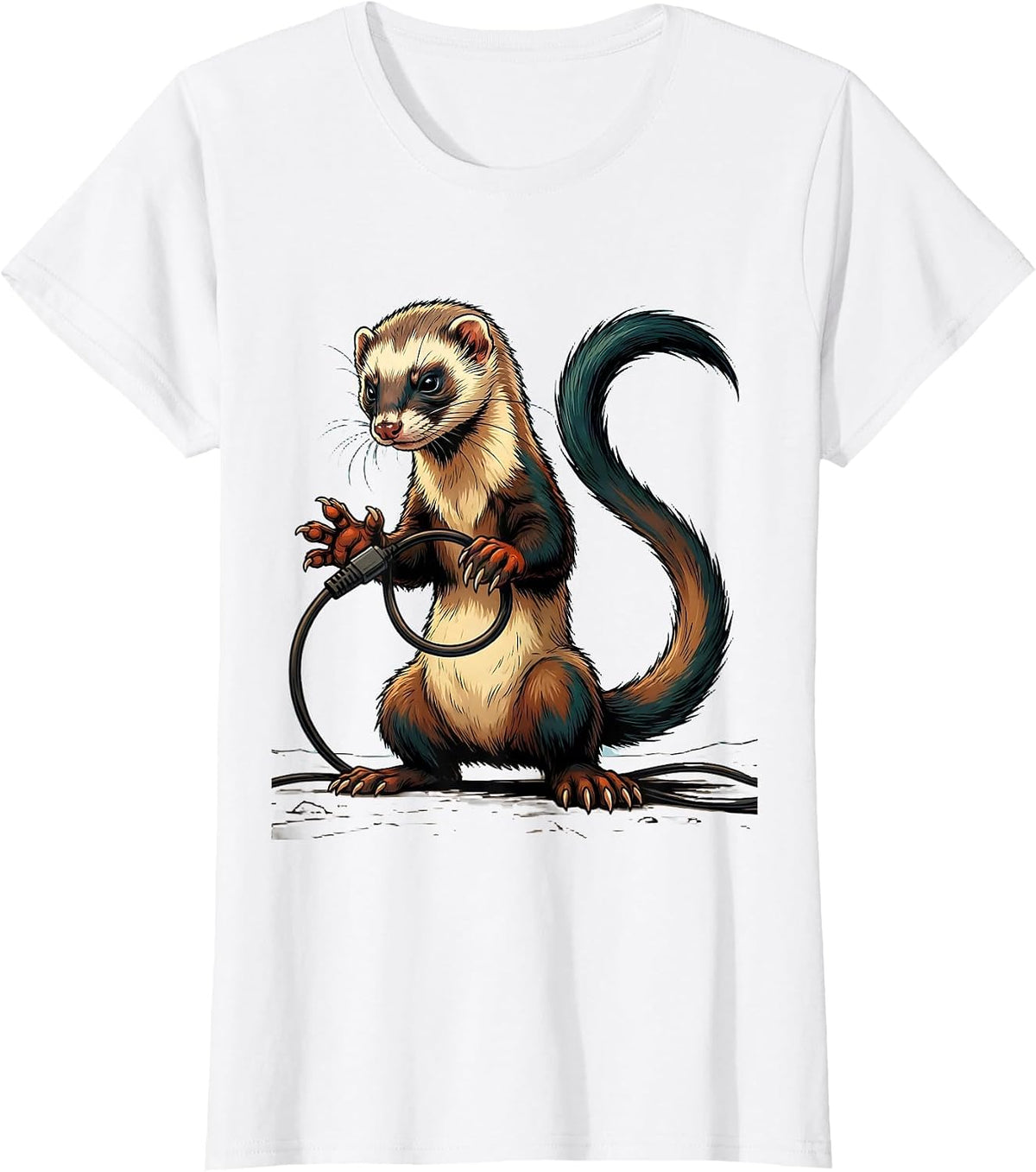 Masked Ferret Monster Humor Ferret Lover Gift T-Shirt - White