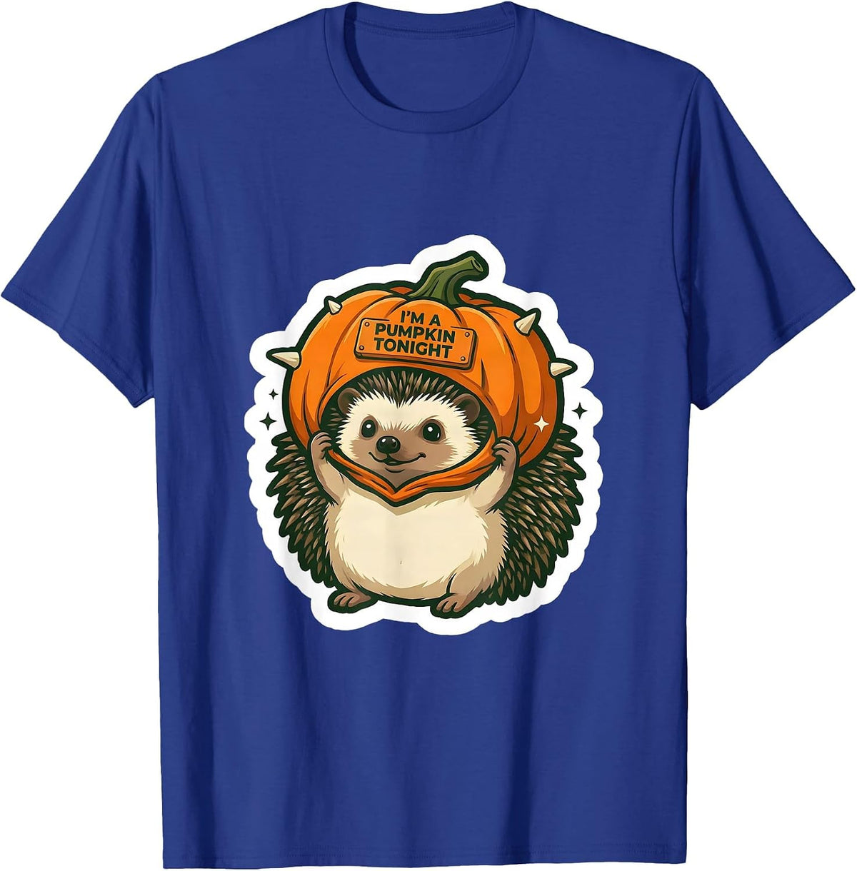 Men's I'm A Pumpkin Tonight Cute Hedgehog Halloween Costume T-Shirt - Royal Blue