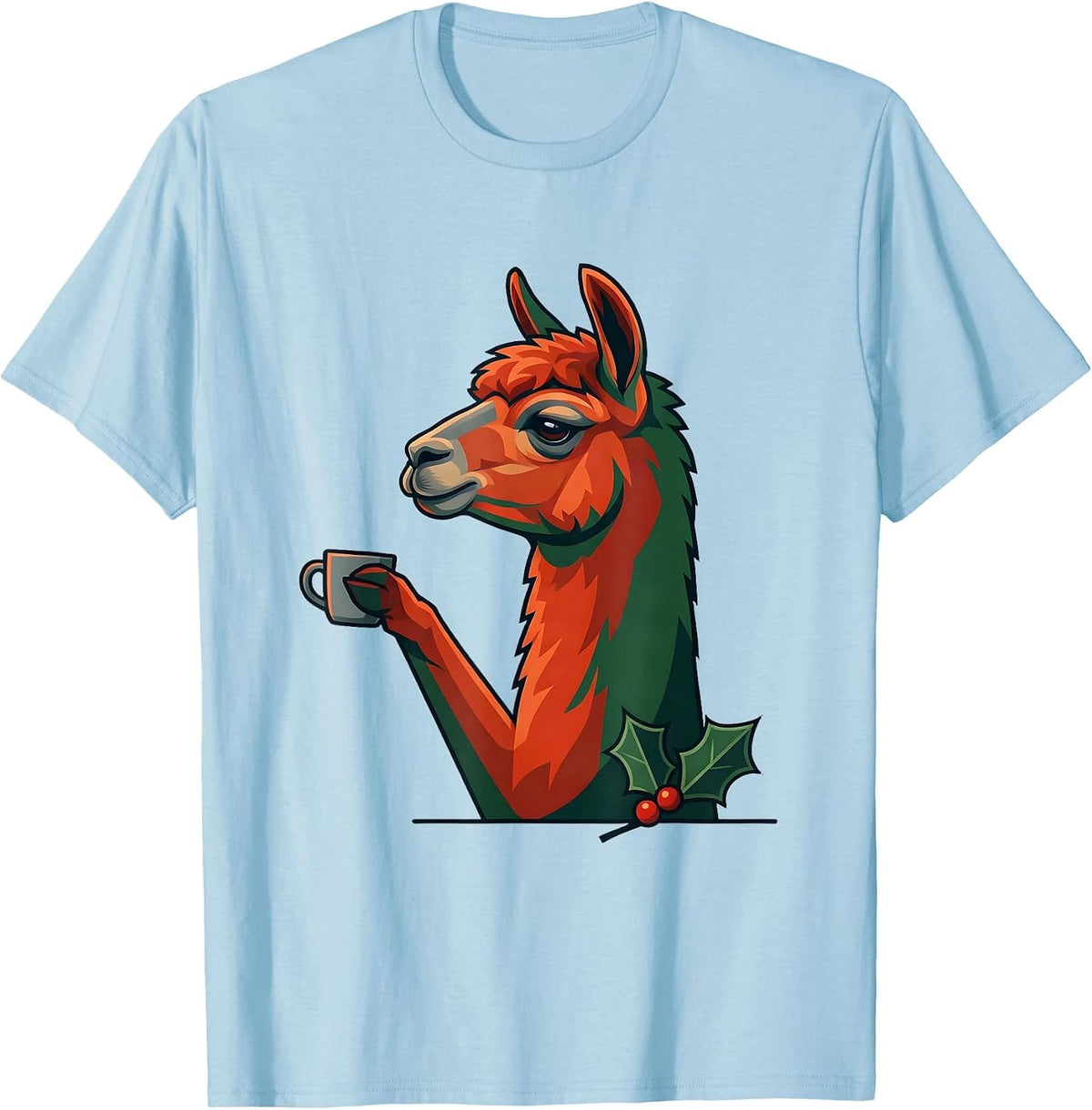 Men's Llama Toasting Mug Funny Alpaca Novelty Gift T-Shirt - Baby Blue
