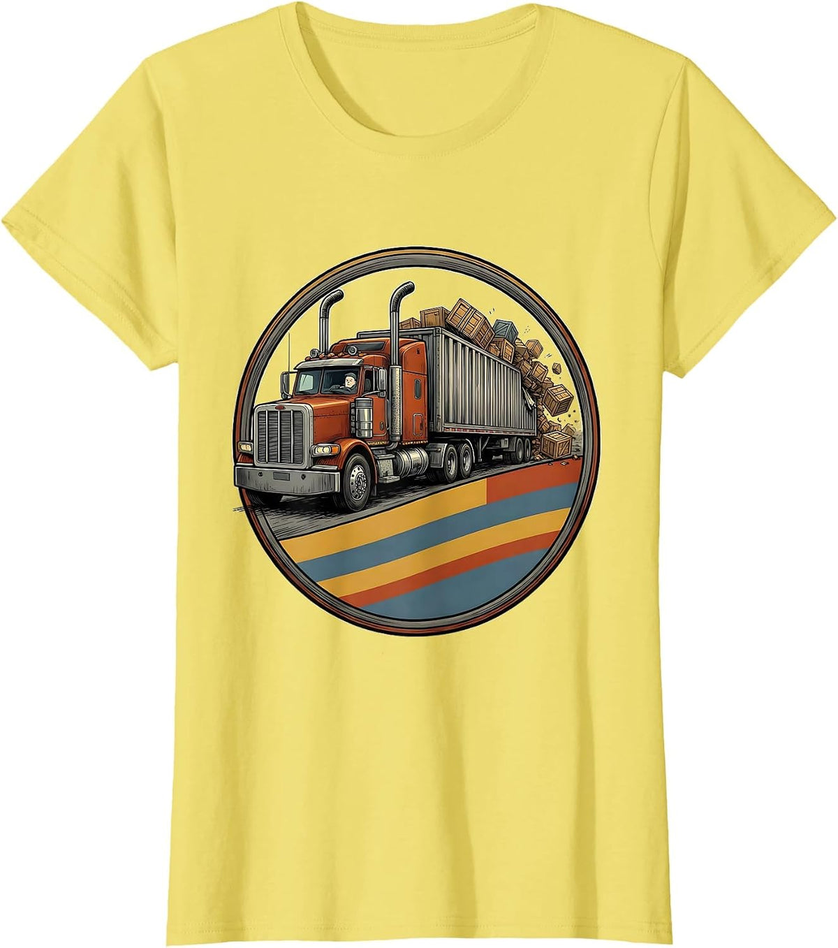 Semi Trucker Badge Funny Truck Driver Gift T-Shirt - Lemon Yellow