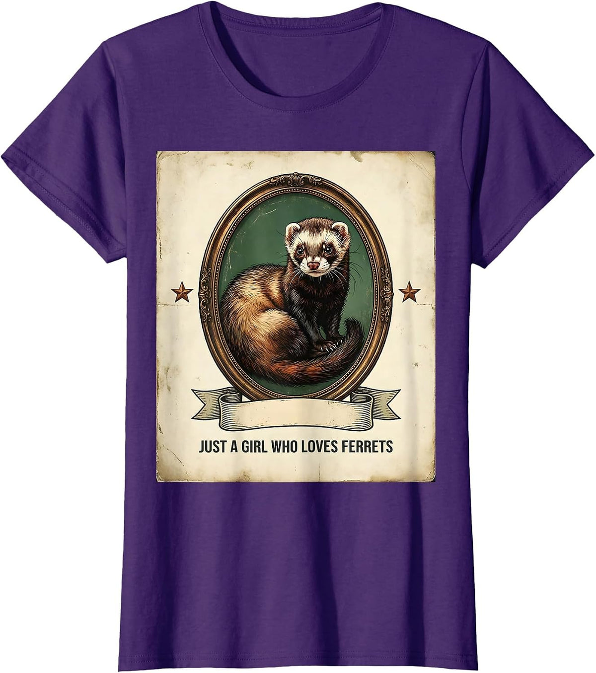 Women's Just A Girl Who Loves Ferrets Vintage Ferret Lover Gift T-Shirt - Purple