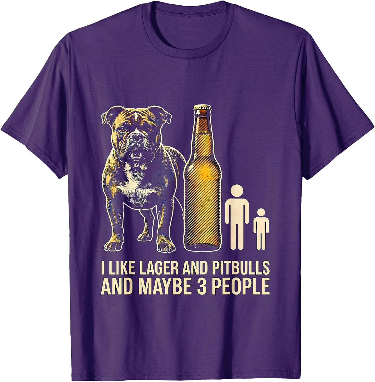 Men's I Like Lager And Pitbulls And Maybe 3 People Funny T-Shirt - Purple