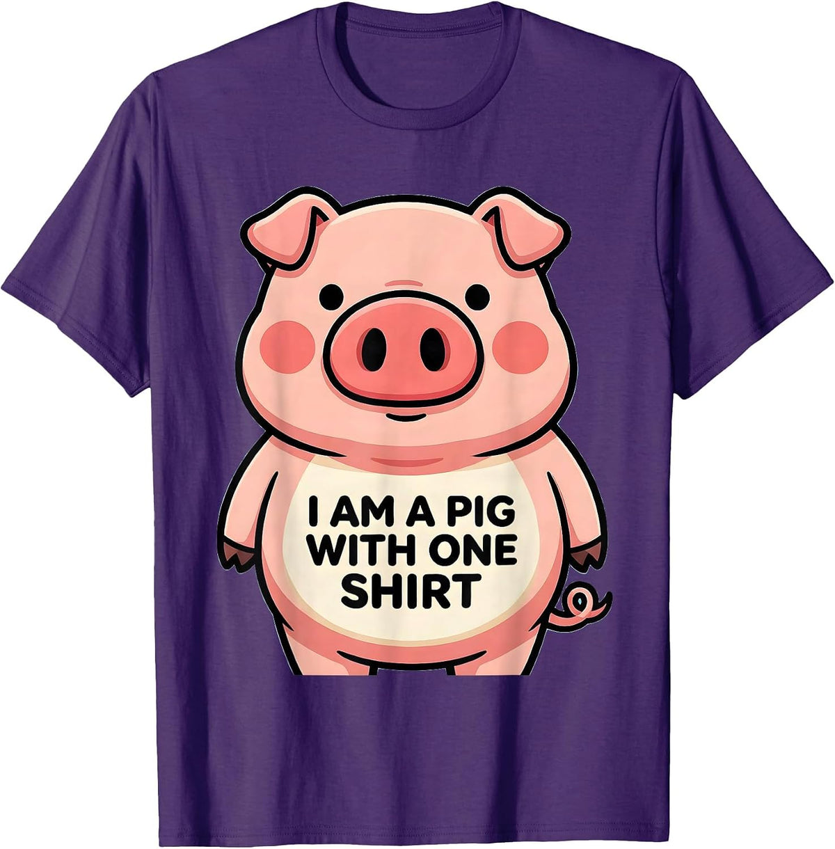 I Am A Pig With One Shirt Cute Kawaii Pig Lover Halloween T-Shirt - Purple