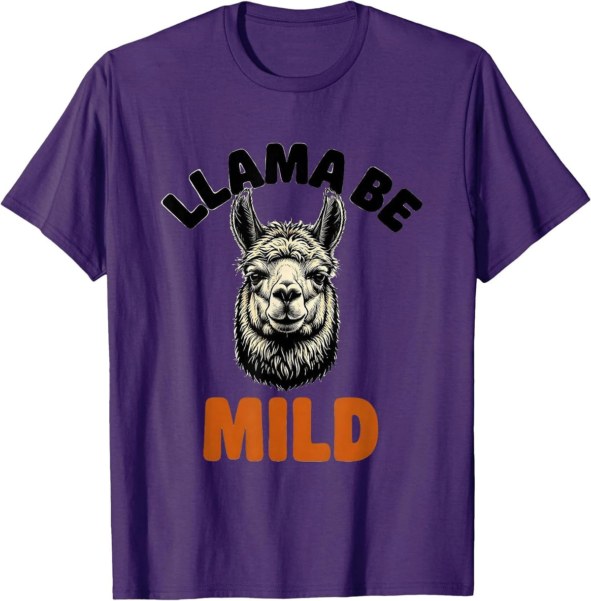 Men's Llama Be Mild Funny Alpaca Squad Humor T-Shirt - Purple