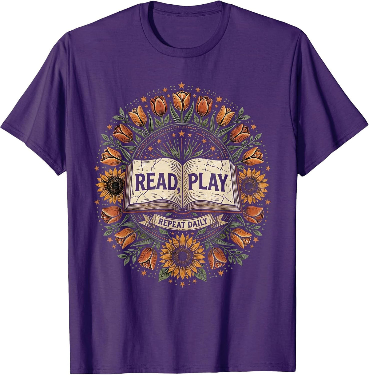 Men's Read Play Repeat Daily Preschool Teacher Design T-Shirt - Purple