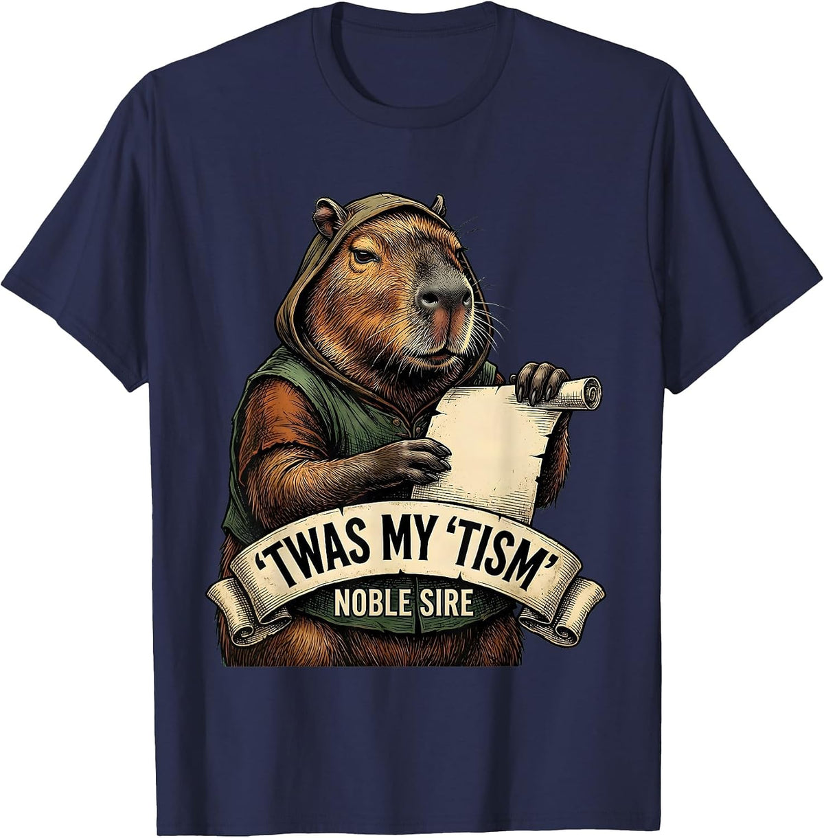 Men's 'Twas My 'Tism Noble Sire Vintage Fantasy Animal Humor T-Shirt - Navy Blue