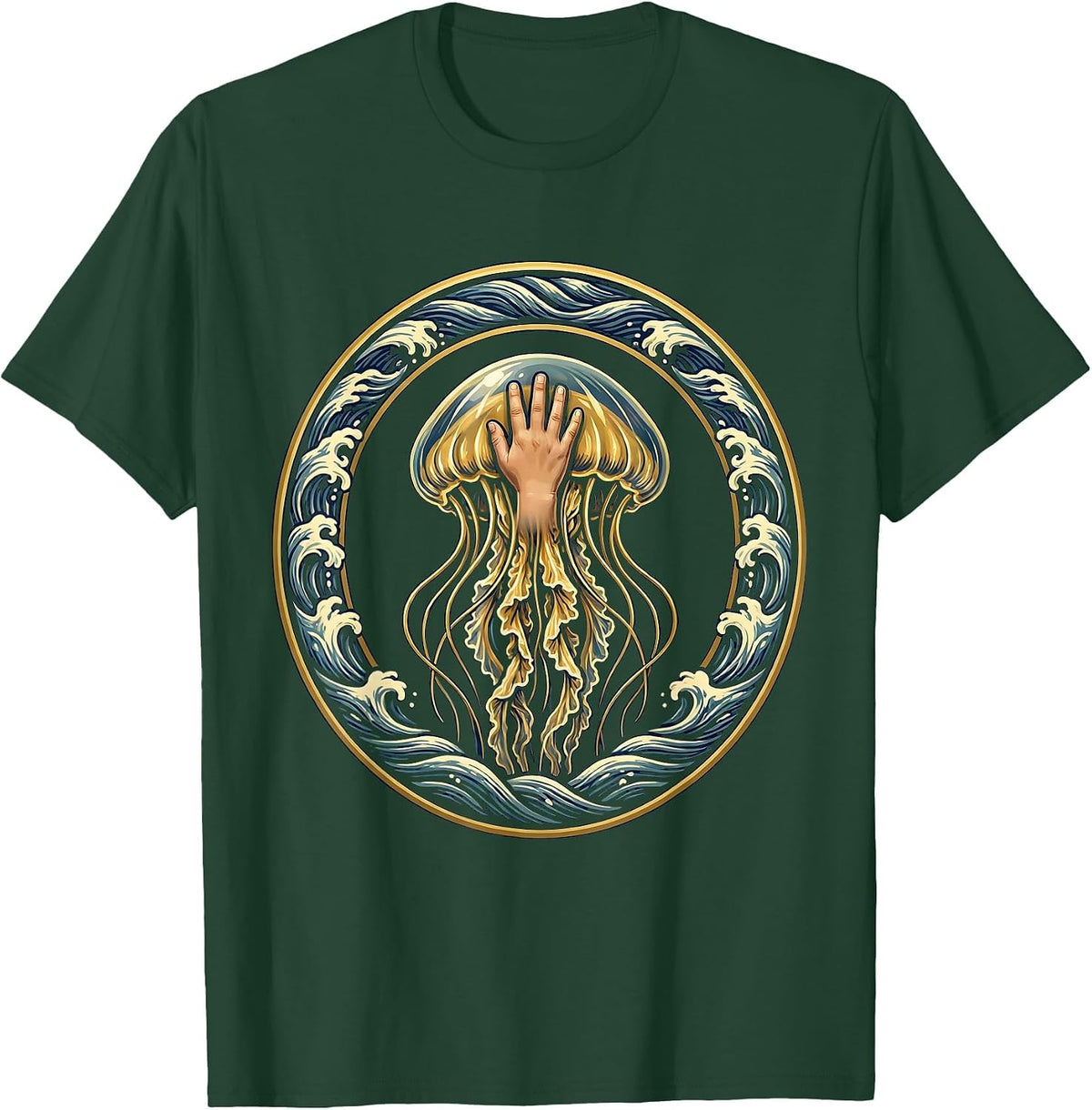 Men's Autism Awareness Child and Glowing Jellyfish Art T-Shirt - Dark Green
