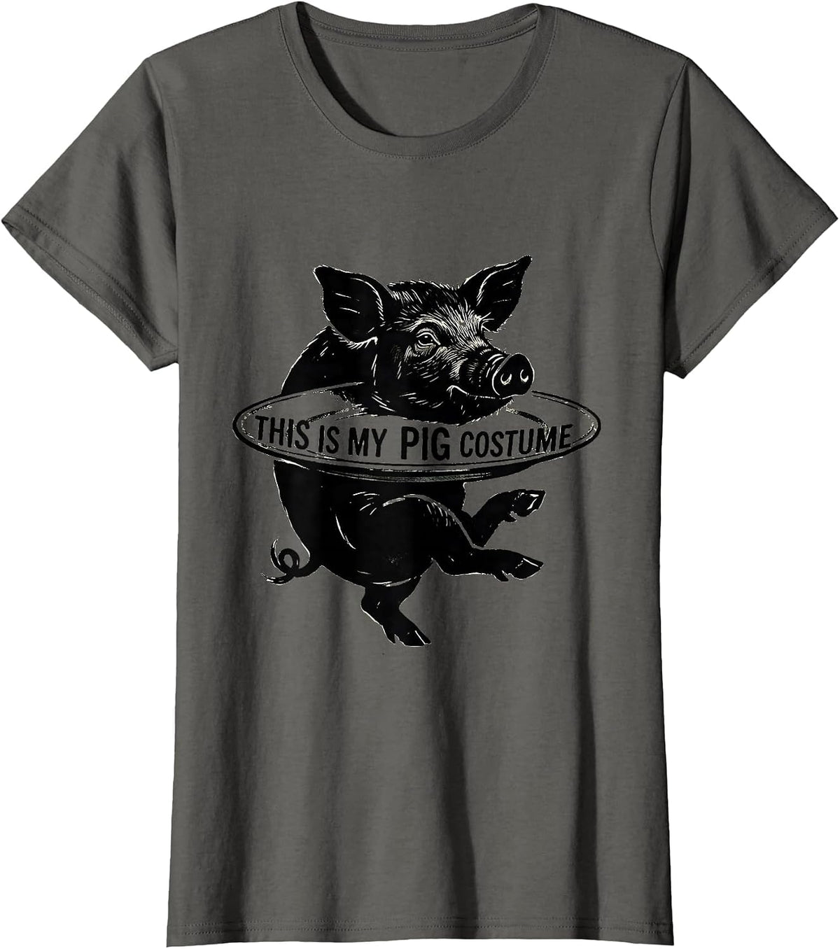 Women's This Is My Pig Costume Funny Pig Lover Halloween Costume T-Shirt - Asphalt Grey