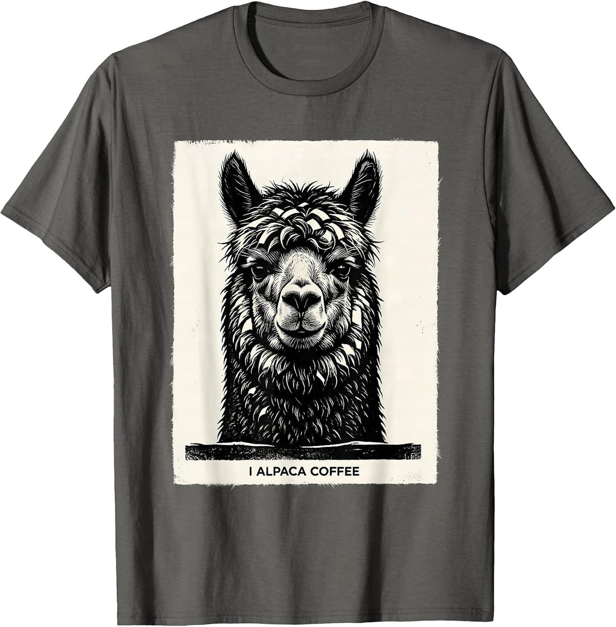 I Alpaca Coffee Funny Alpaca Lover Casual Gift T-Shirt - Asphalt Grey