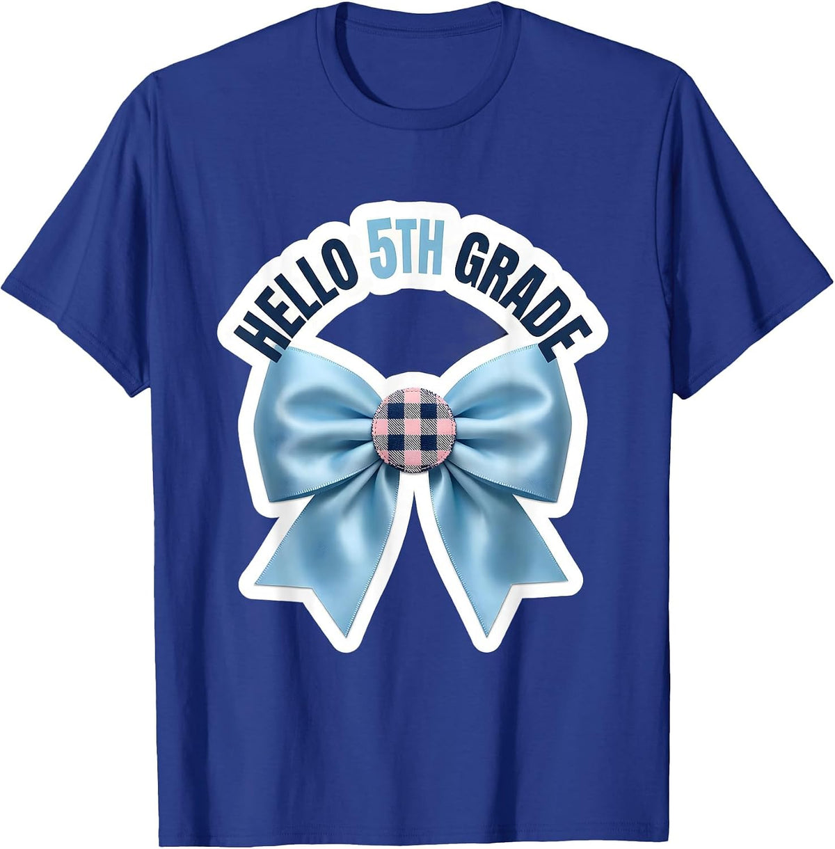 Hello 5th Grade Coquette Bow Back to School Girls T-Shirt - Royal Blue