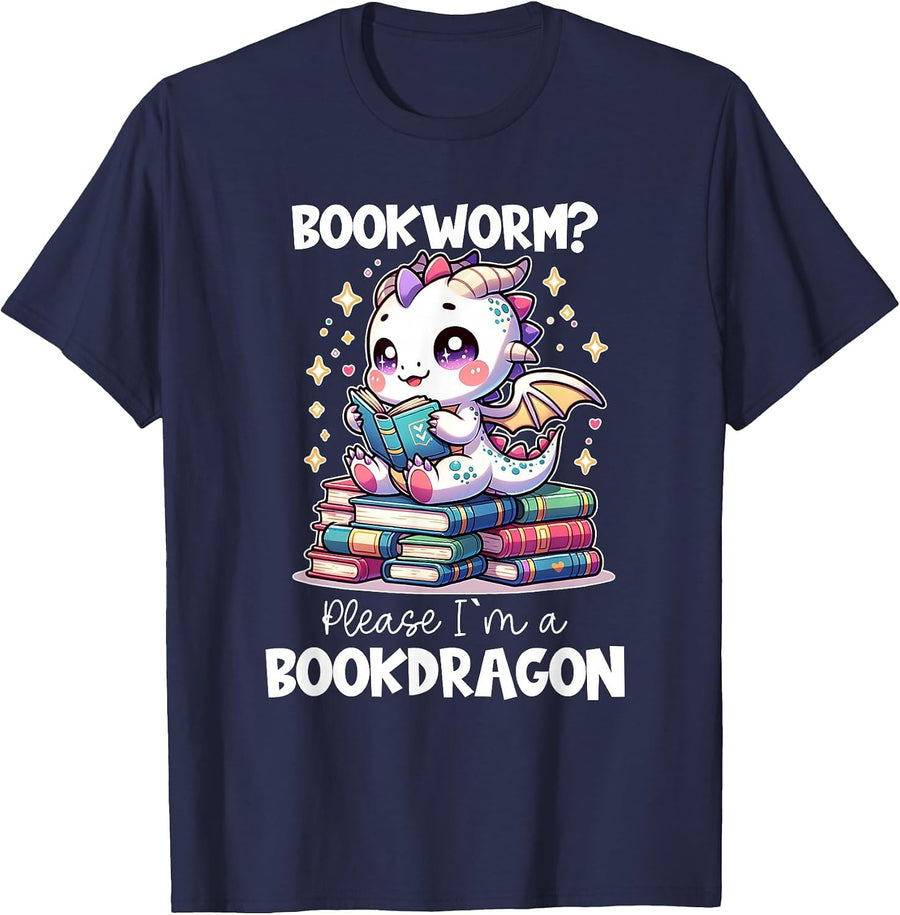 I am the Book Dragon Bookworm Reading Book Lover T-Shirt - Navy Blue