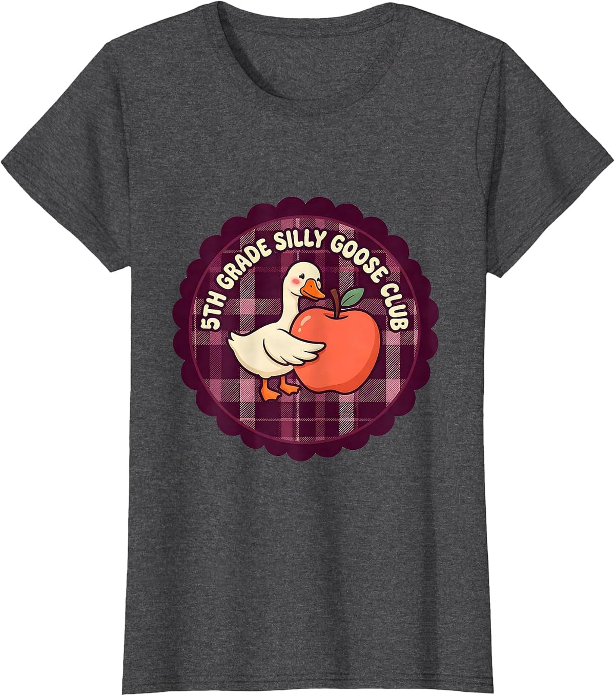 Women's 5th Grade Silly Goose Club Cute Teacher Back To School T-Shirt - Dark Heather Grey