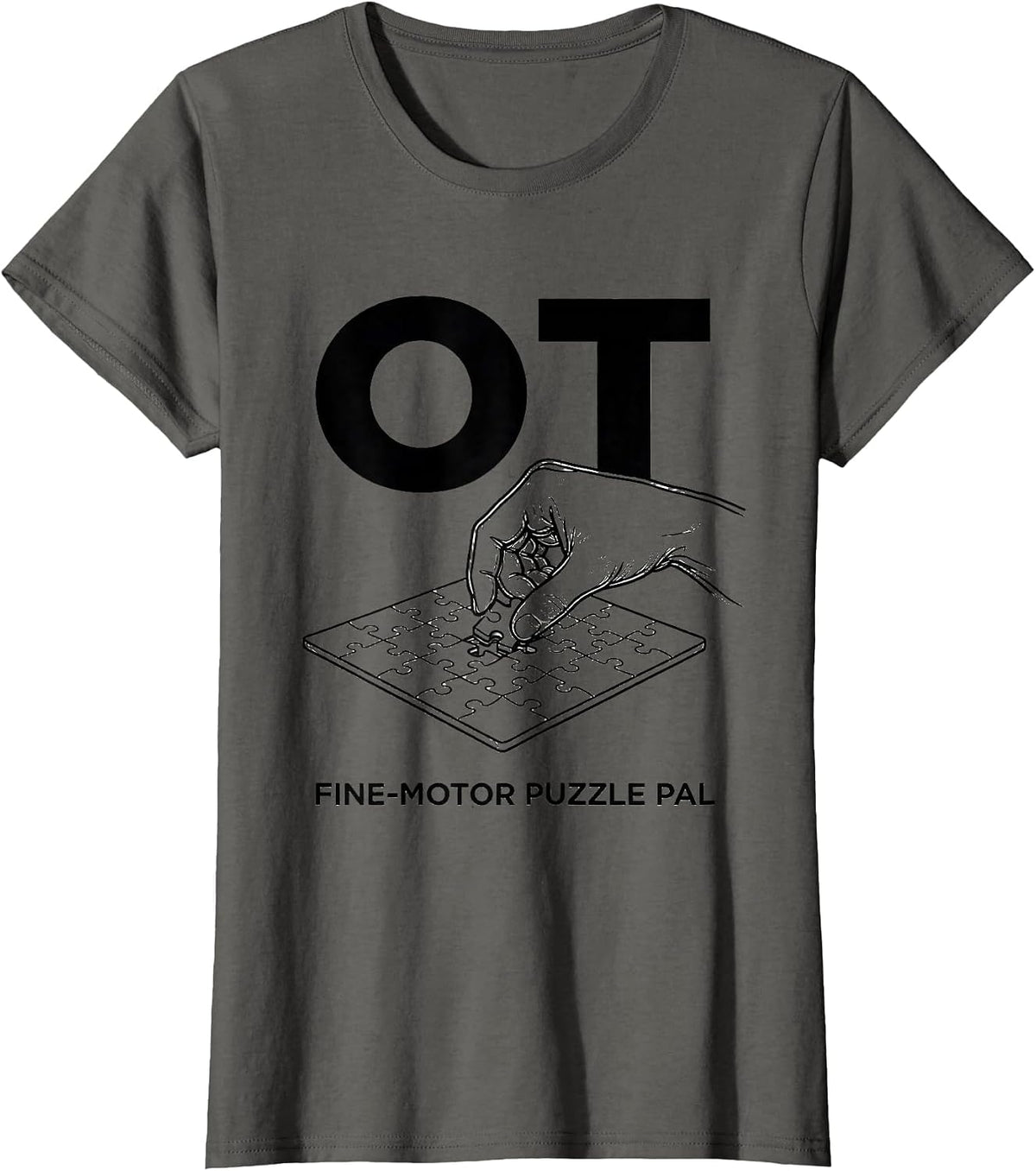 Women's OT Fine-Motor Puzzle Pal Occupational Therapy OT Assistant T-Shirt - Asphalt Grey