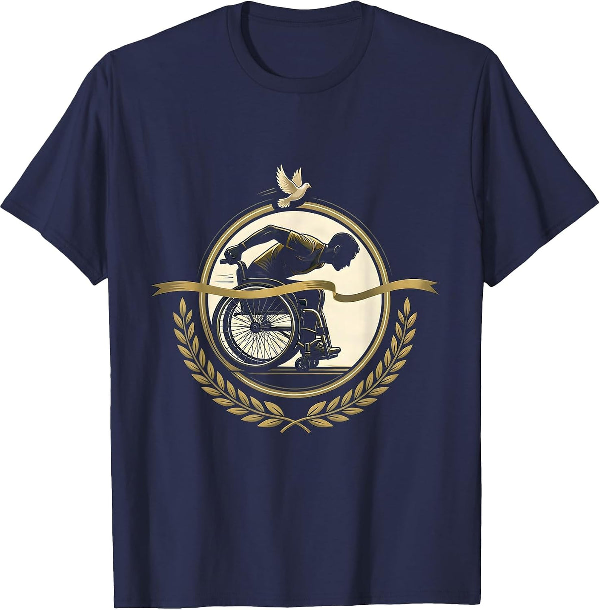 Men's Occupational Therapy Wheelchair Racer Finish Line T-Shirt - Navy Blue