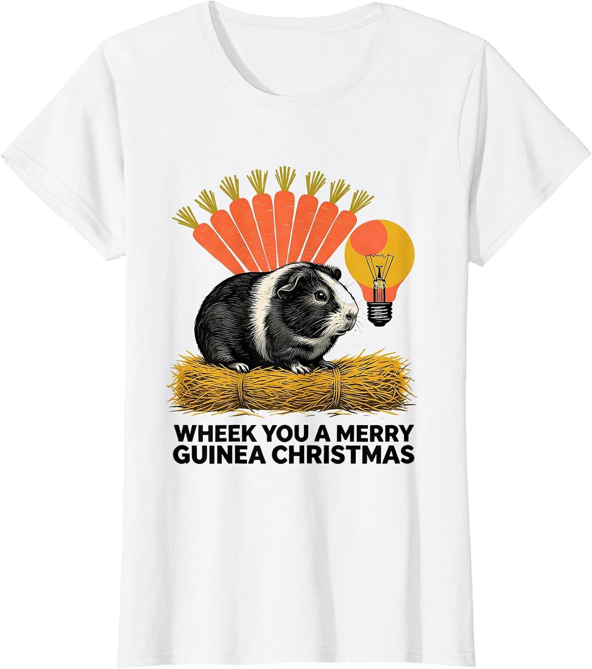 Wheek You A Merry Guinea Christmas Funny Guinea Pig Lover T-Shirt - White