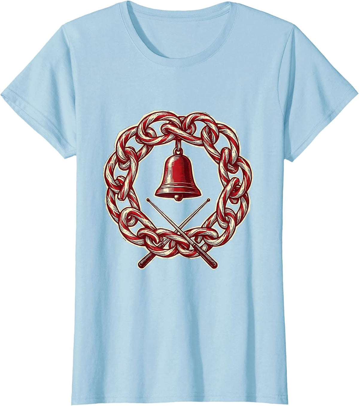 Interlocked Hooks Christmas Wreath Teacher Holiday Pride T-Shirt - Baby Blue