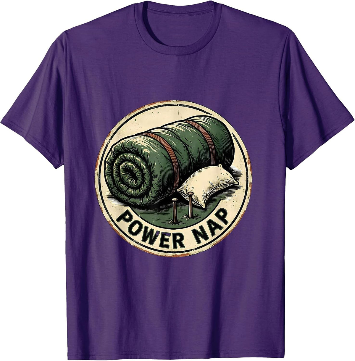 Power Nap Vintage Camping Humor Camp Counselor Hiker T-Shirt - Purple