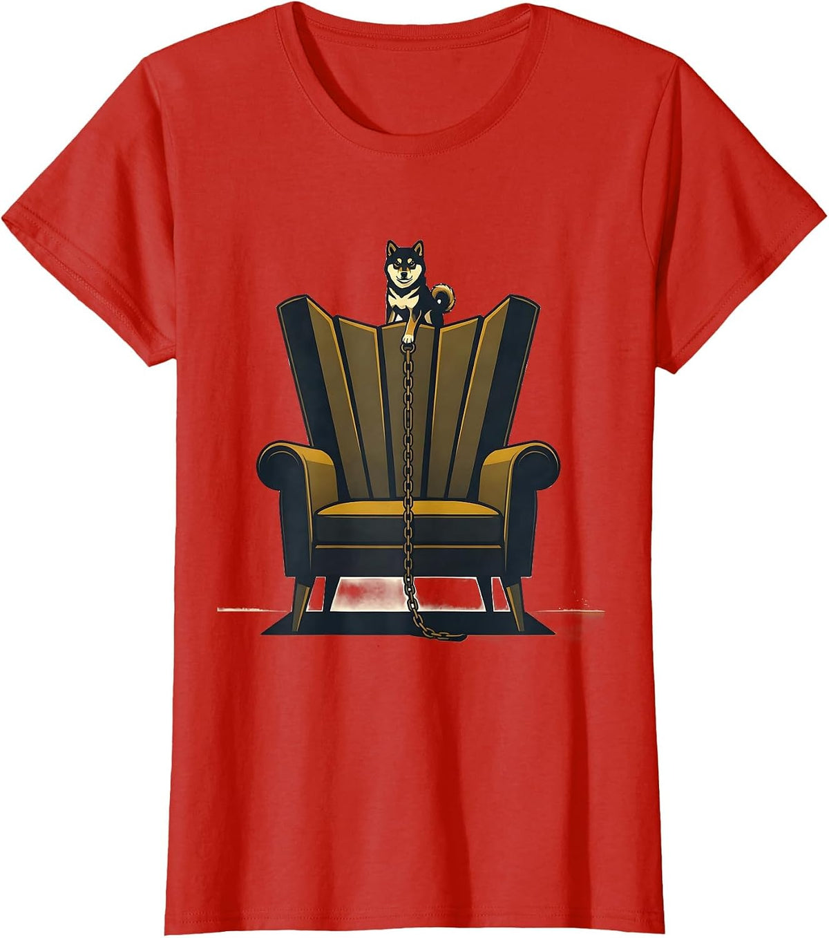 Women's Shiba Inu Throne Chair Midcentury Modern Dog Lover Gift T-Shirt - Red