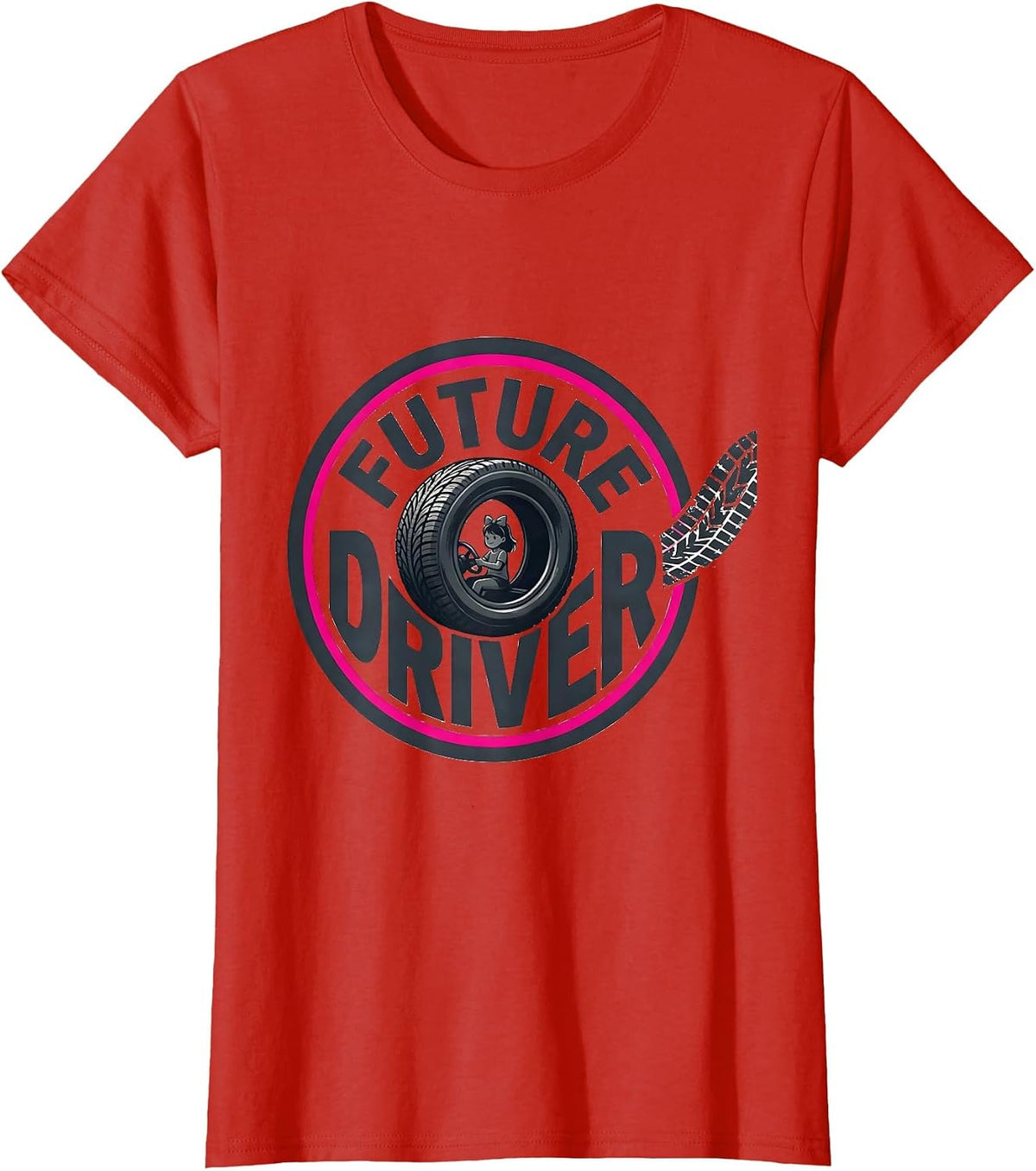 Future Driver Monster Truck Unicorn Girl Mom Family Matching T-Shirt - Red