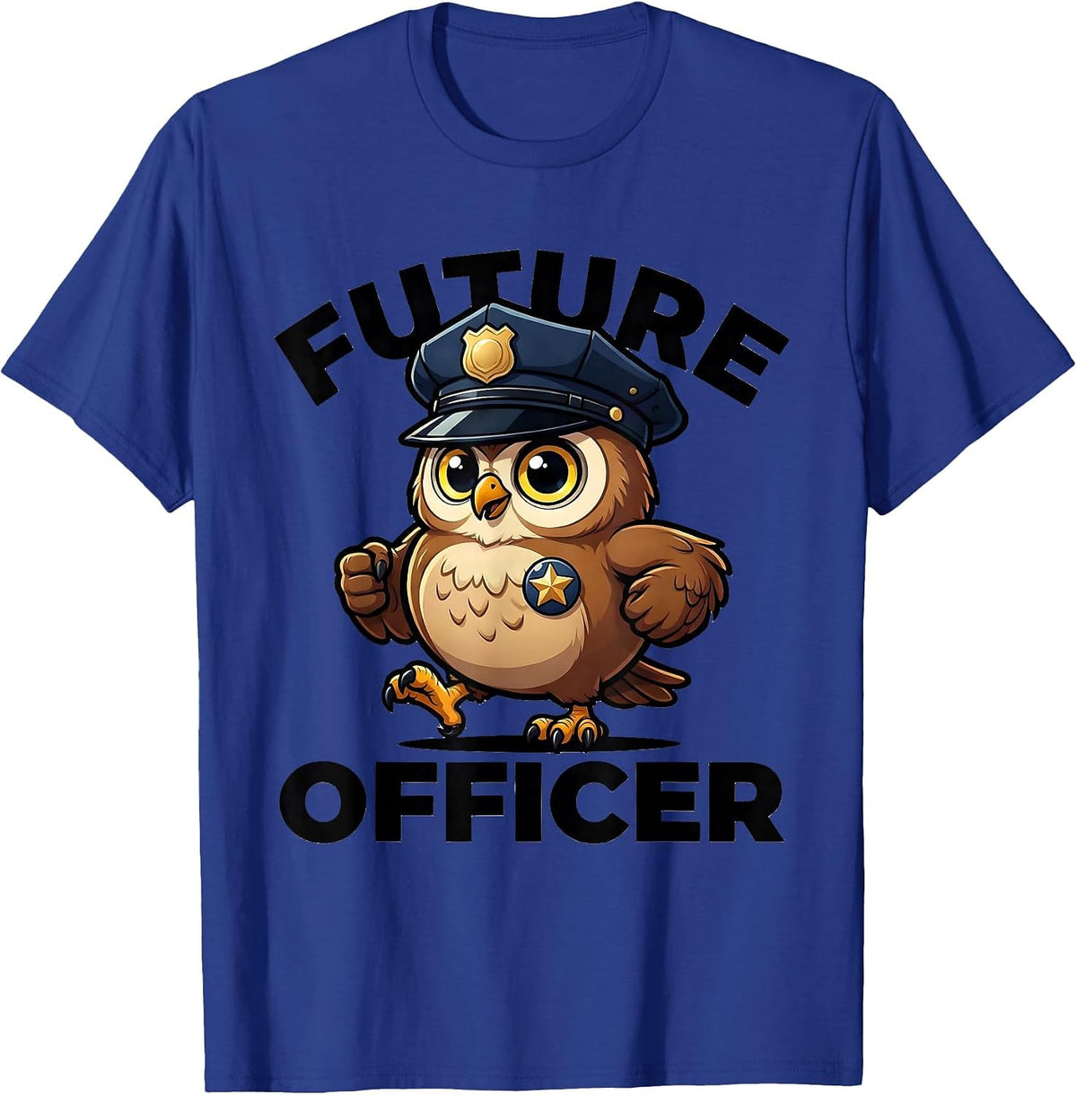 Men's Future Officer Cartoon Owl Police Officer Costume Halloween T-Shirt - Royal Blue