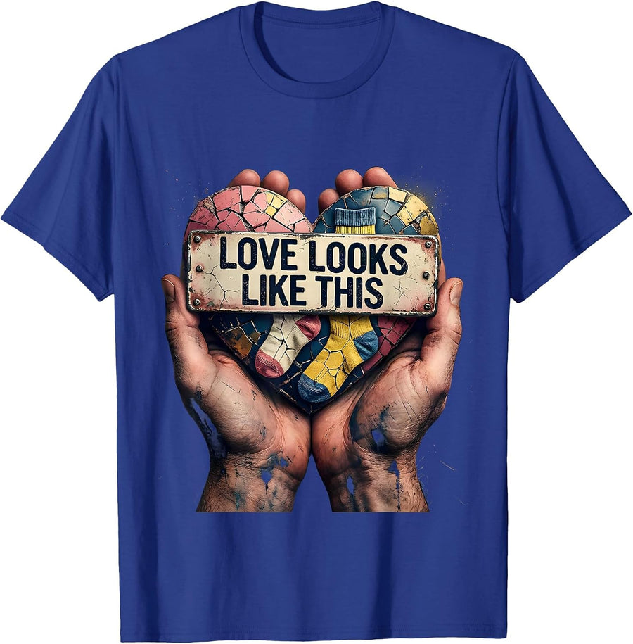 Love Looks Like This Down Syndrome Awareness T-Shirt - Royal Blue