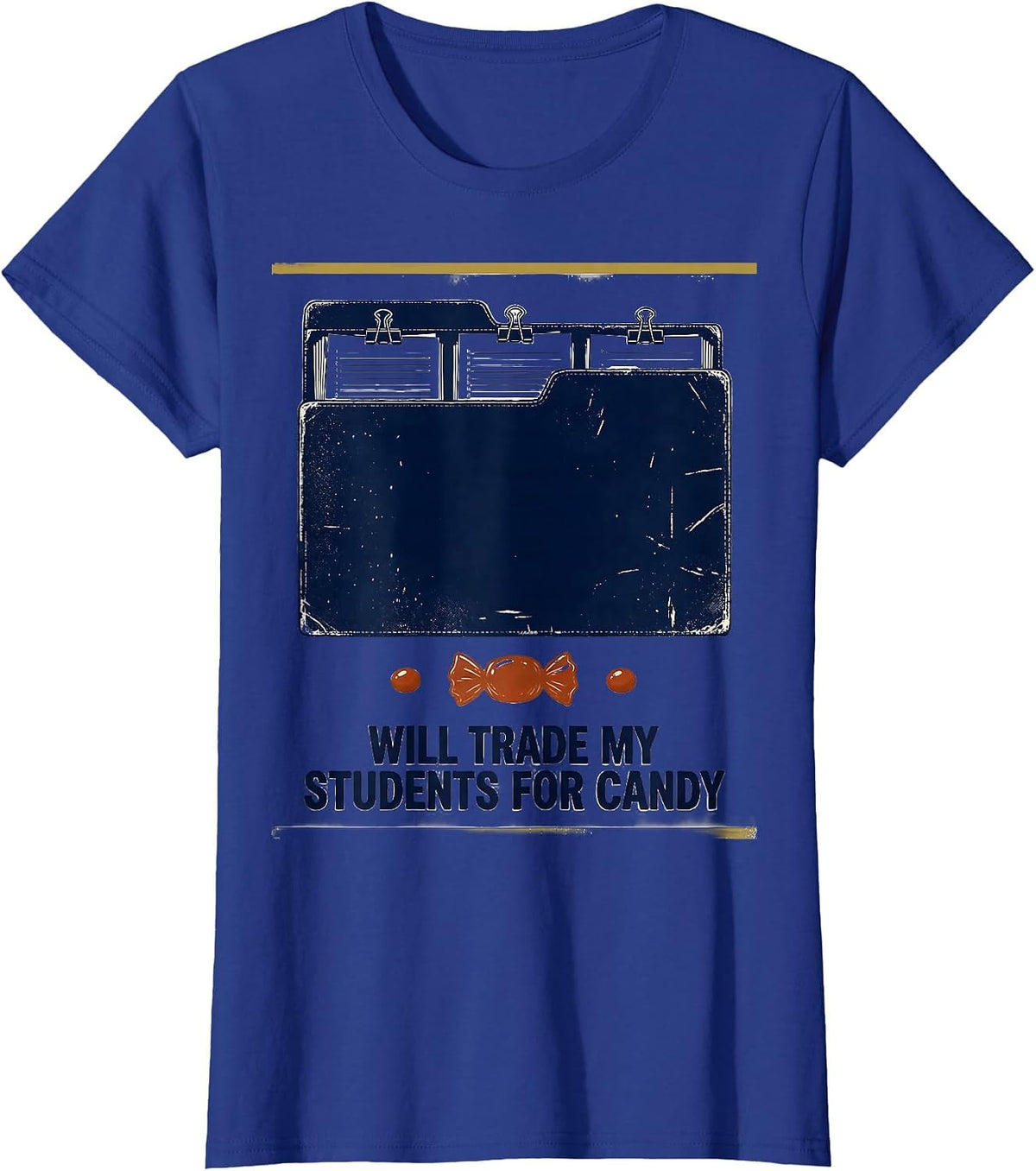Women's Will Trade My Students For Candy Vintage Teacher Halloween T-Shirt - Royal Blue