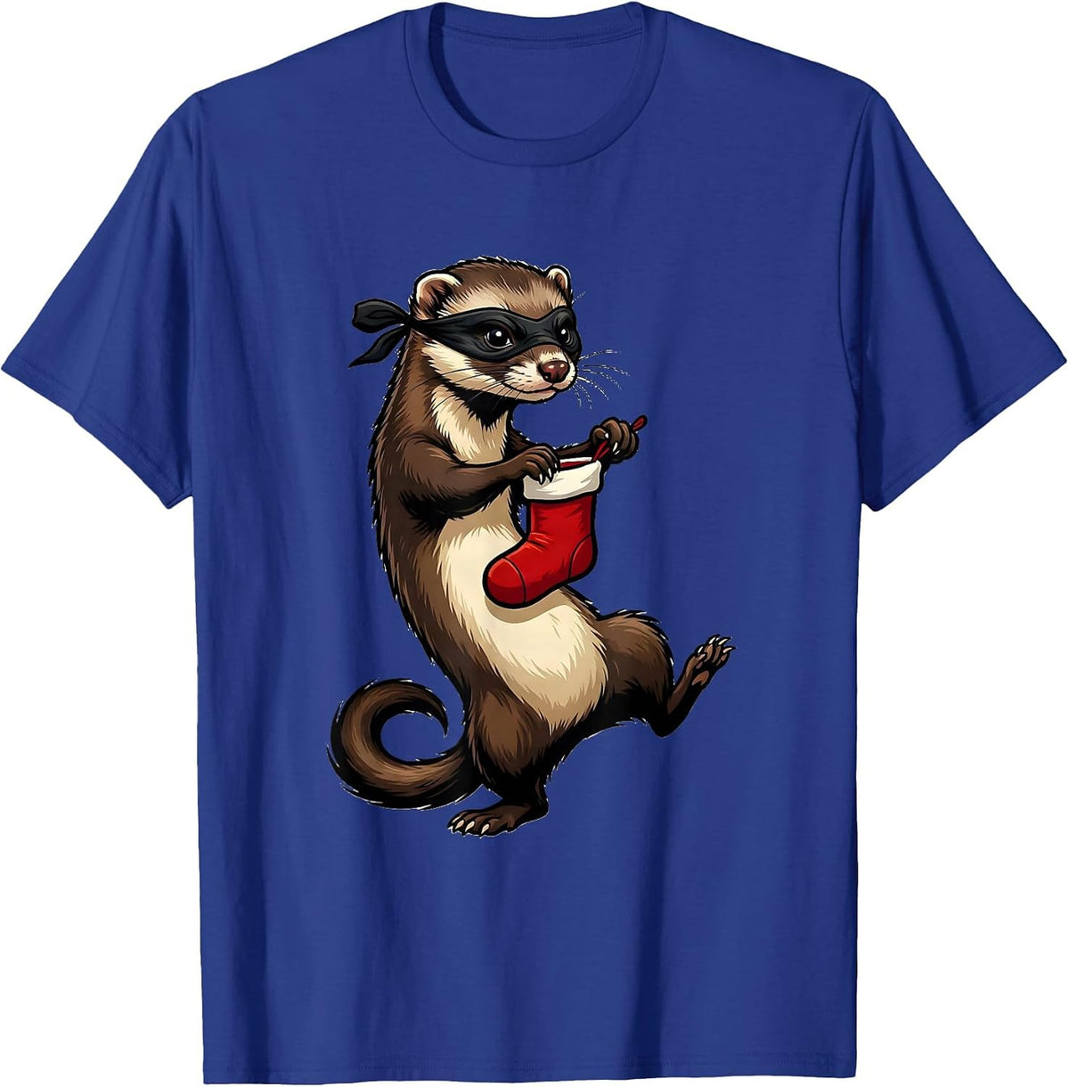 Men's Ferret War Dance Cartoon Ferret Lover Christmas T-Shirt - Royal Blue