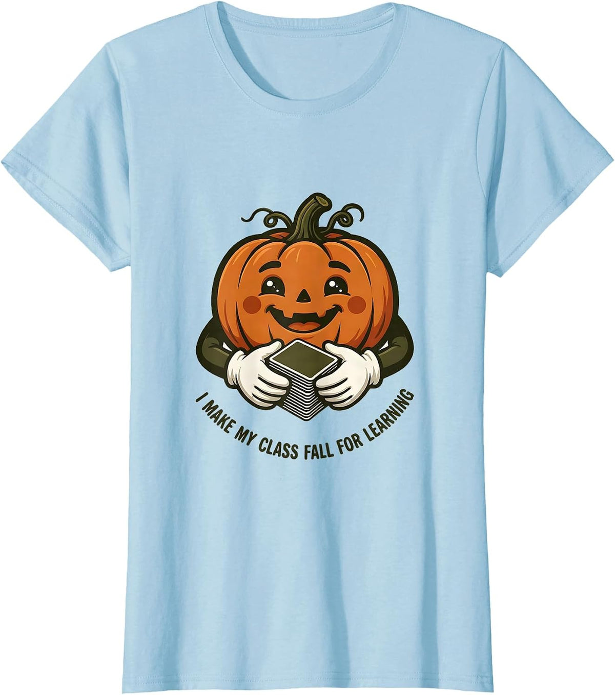 I Make My Class Fall For Learning Vintage Pumpkin Teacher T-Shirt - Baby Blue