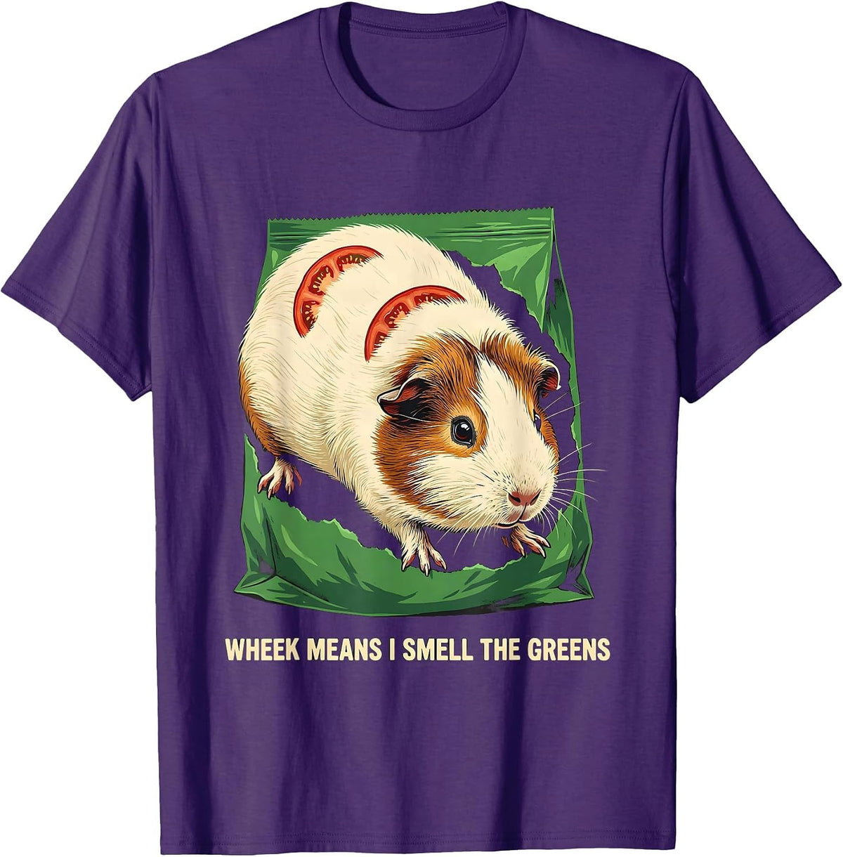 Wheek Means I Smell The Greens Funny Guinea Pig Pet Lover T-Shirt - Purple