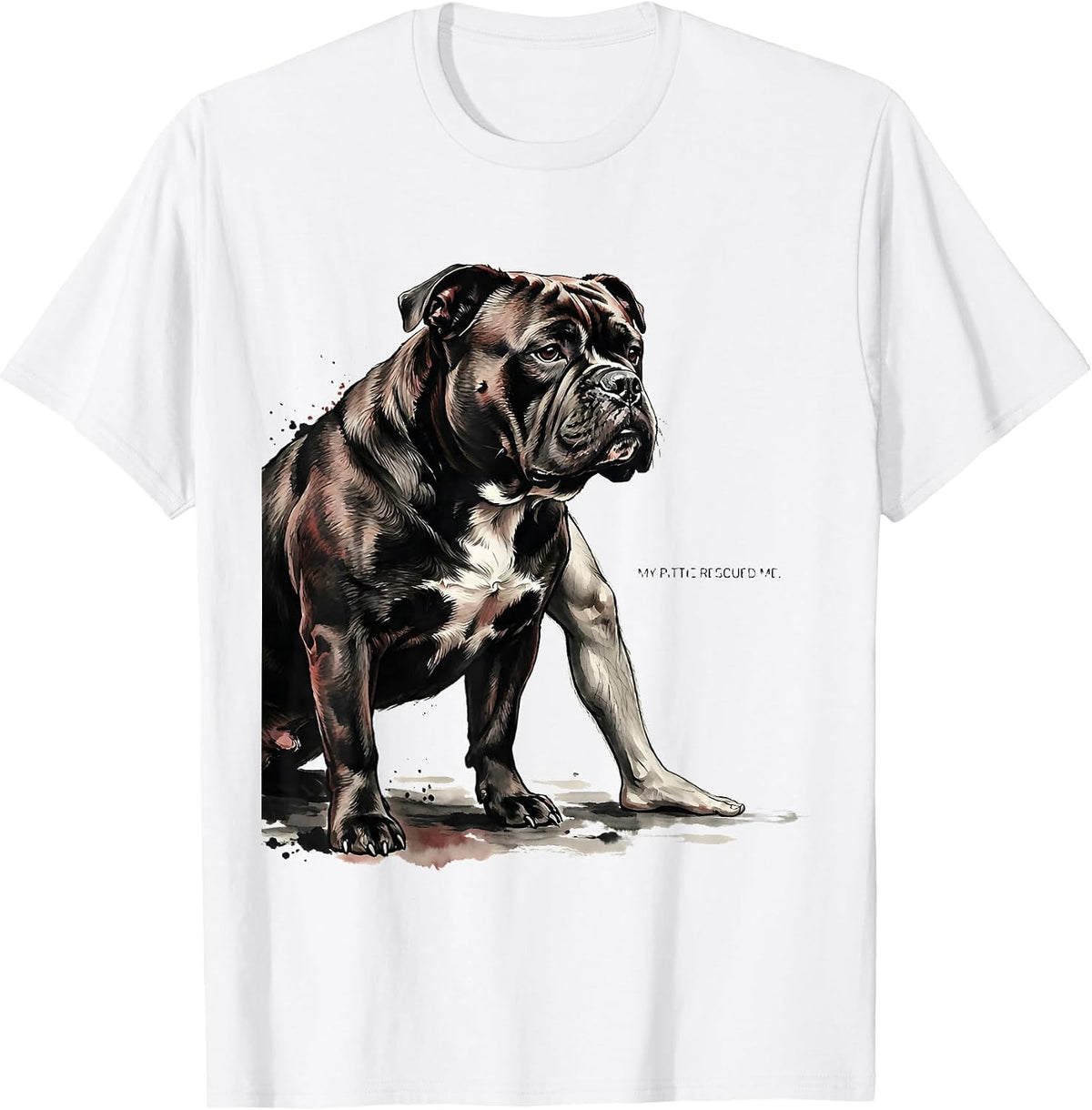 Men's My Pittie Rescued Me Funny Pitbull Dog Mom Humor T-Shirt - White