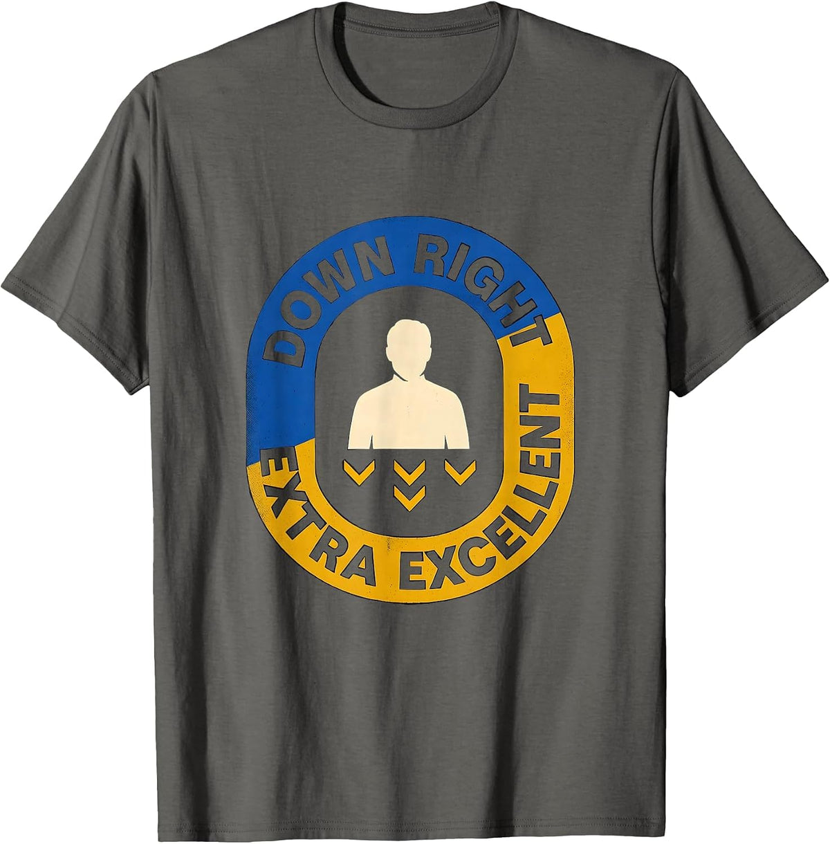 Men's Down Right Extra Excellent Heartfelt Down Syndrome Awareness T-Shirt - Asphalt Grey