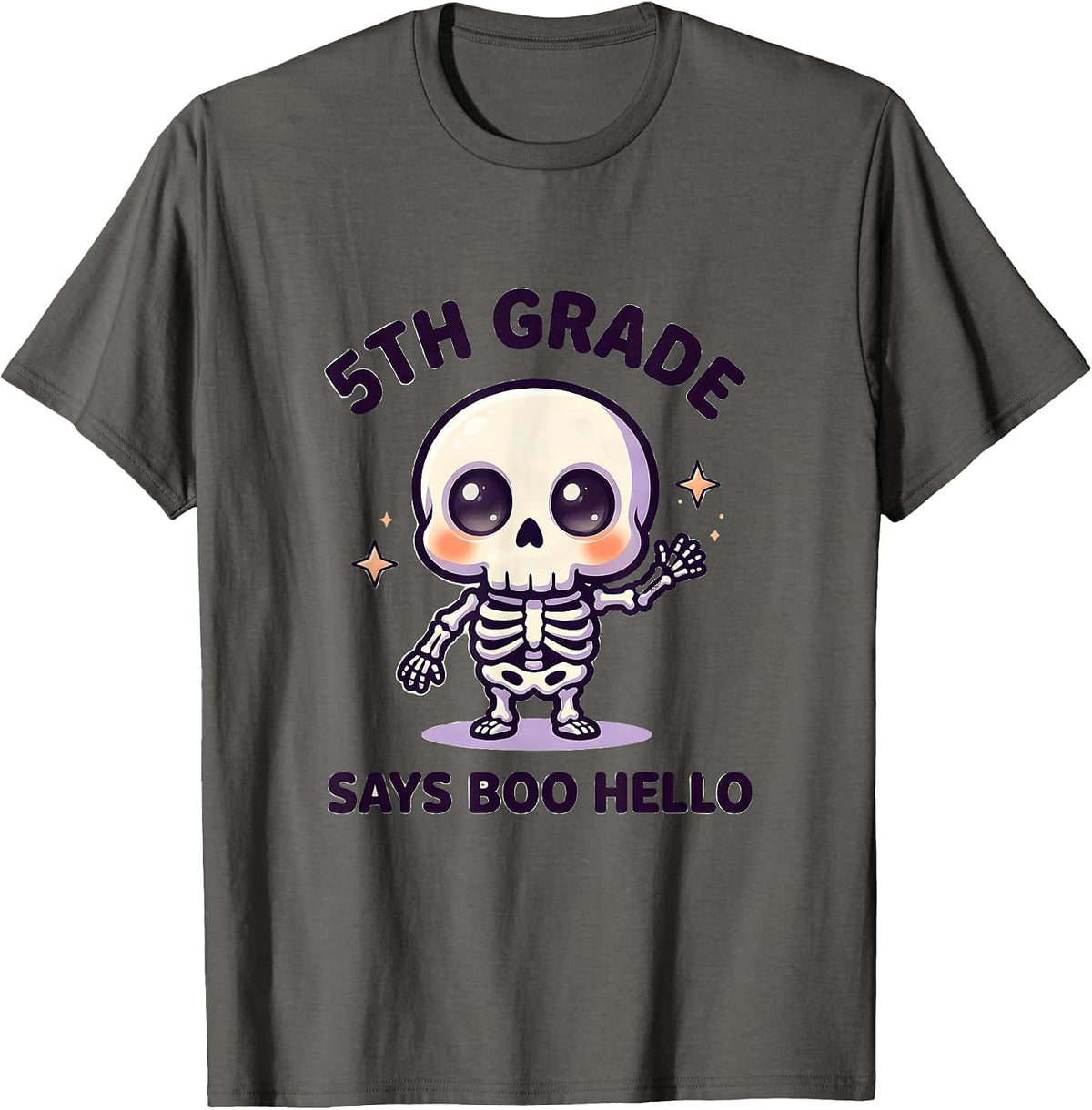 Men's 5th Grade Says Boo Hello Cute Kawaii Halloween Teacher T-Shirt - Asphalt Grey