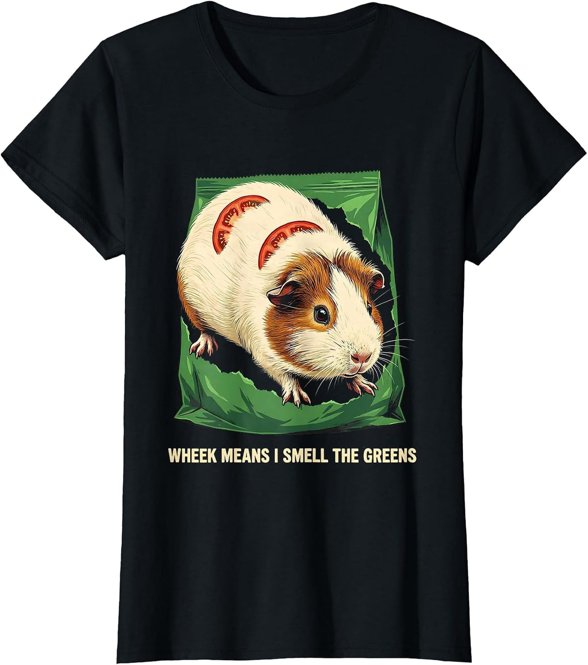 Wheek Means I Smell The Greens Funny Guinea Pig Pet Lover T-Shirt - Black