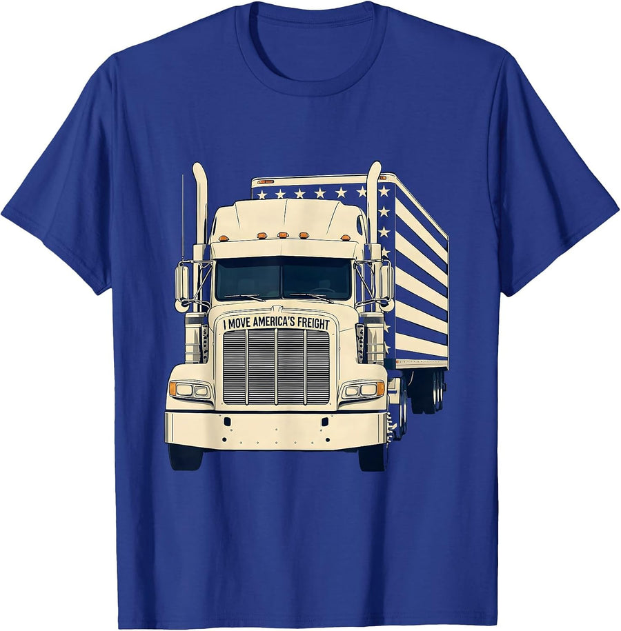 I Move America's Freight Patriotic Semi-Truck Driver Gift T-Shirt - Royal Blue