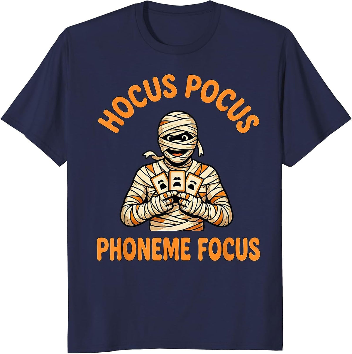 Men's Hocus Pocus Phoneme Focus Funny Speech Therapy SLP Teacher T-Shirt - Navy Blue