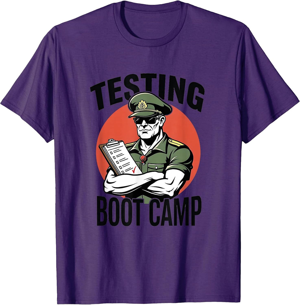 Rock The Test Music Teacher Testing Boot Camp Design T-Shirt - Purple