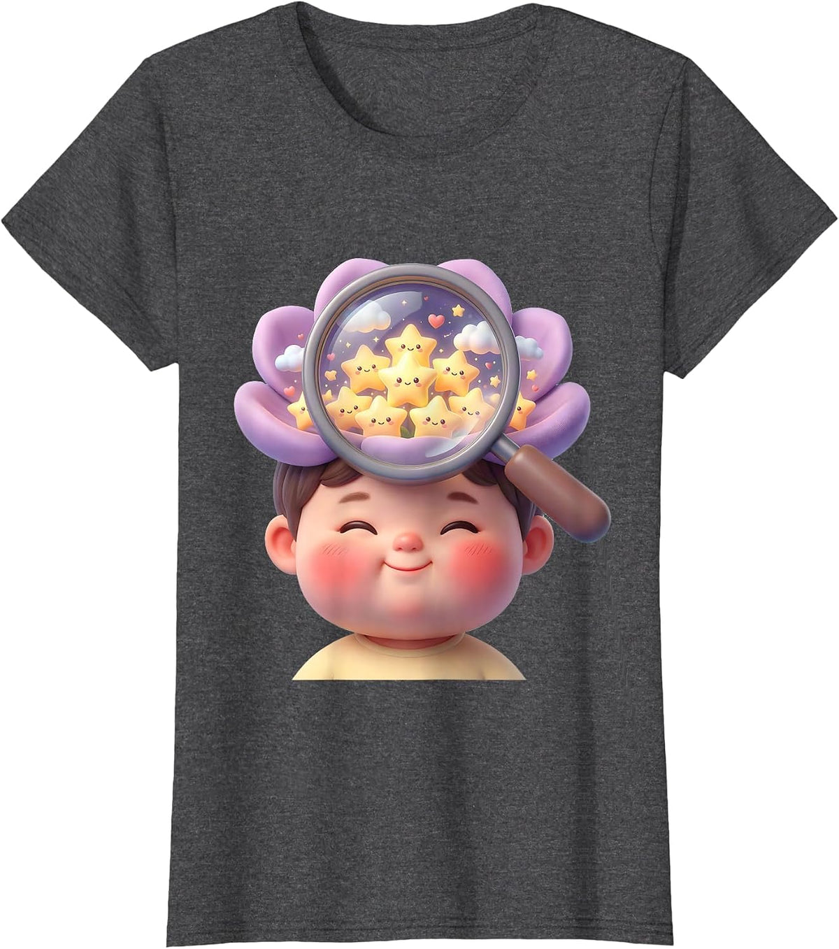 Women's Special Education Magnifying Glass Stars Child Mind T-Shirt - Dark Heather Grey