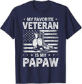 My Favorite Veteran is My Papaw Veterans Day USA Flag T-Shirt - Navy Blue