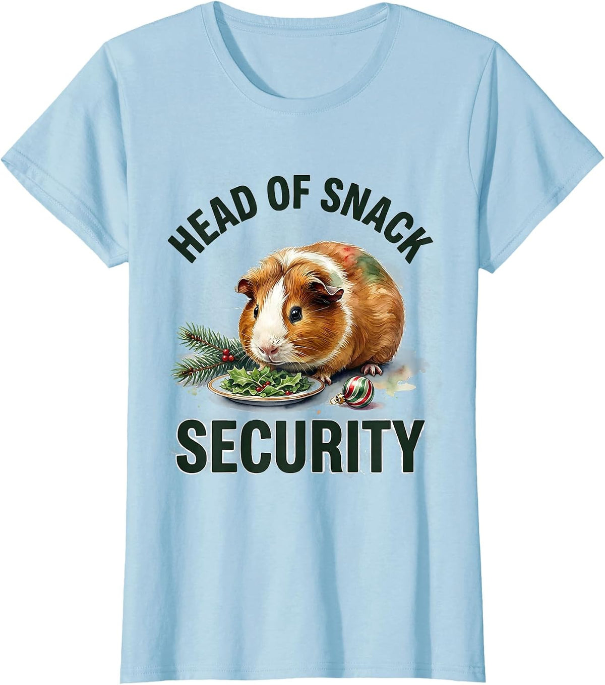 Head of Snack Security Funny Guinea Pig Christmas Pet Lover T-Shirt - Baby Blue
