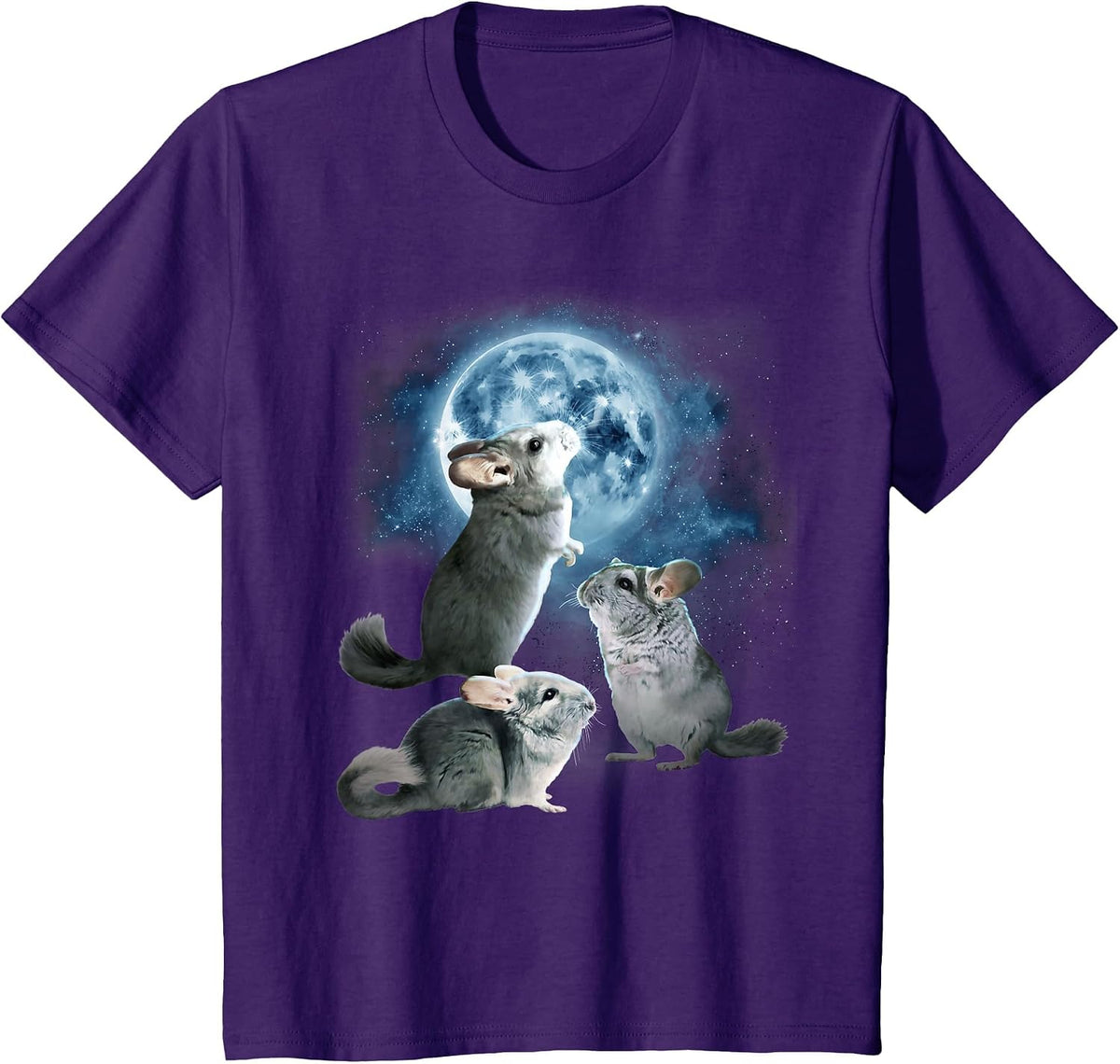 Funny Chinchilla Shirt - Chinchillas Howling at the Moon T-Shirt - Purple