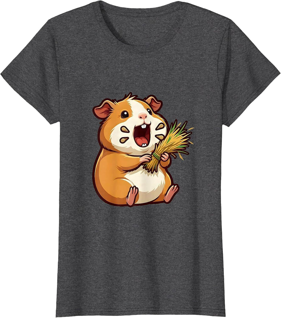 Women's Compact Tailless Guinea Pig Mascot Funny Cavy Owner T-Shirt - Dark Heather Grey