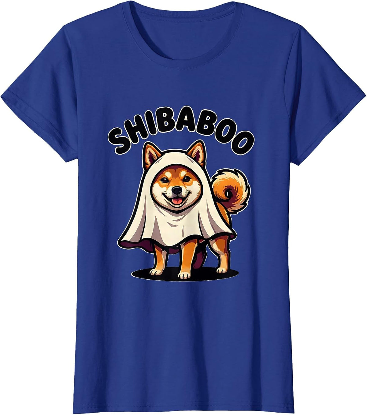 Women's ShibaBoo Funny Shiba Inu Ghost Halloween Dog Lover Costume T-Shirt - Royal Blue