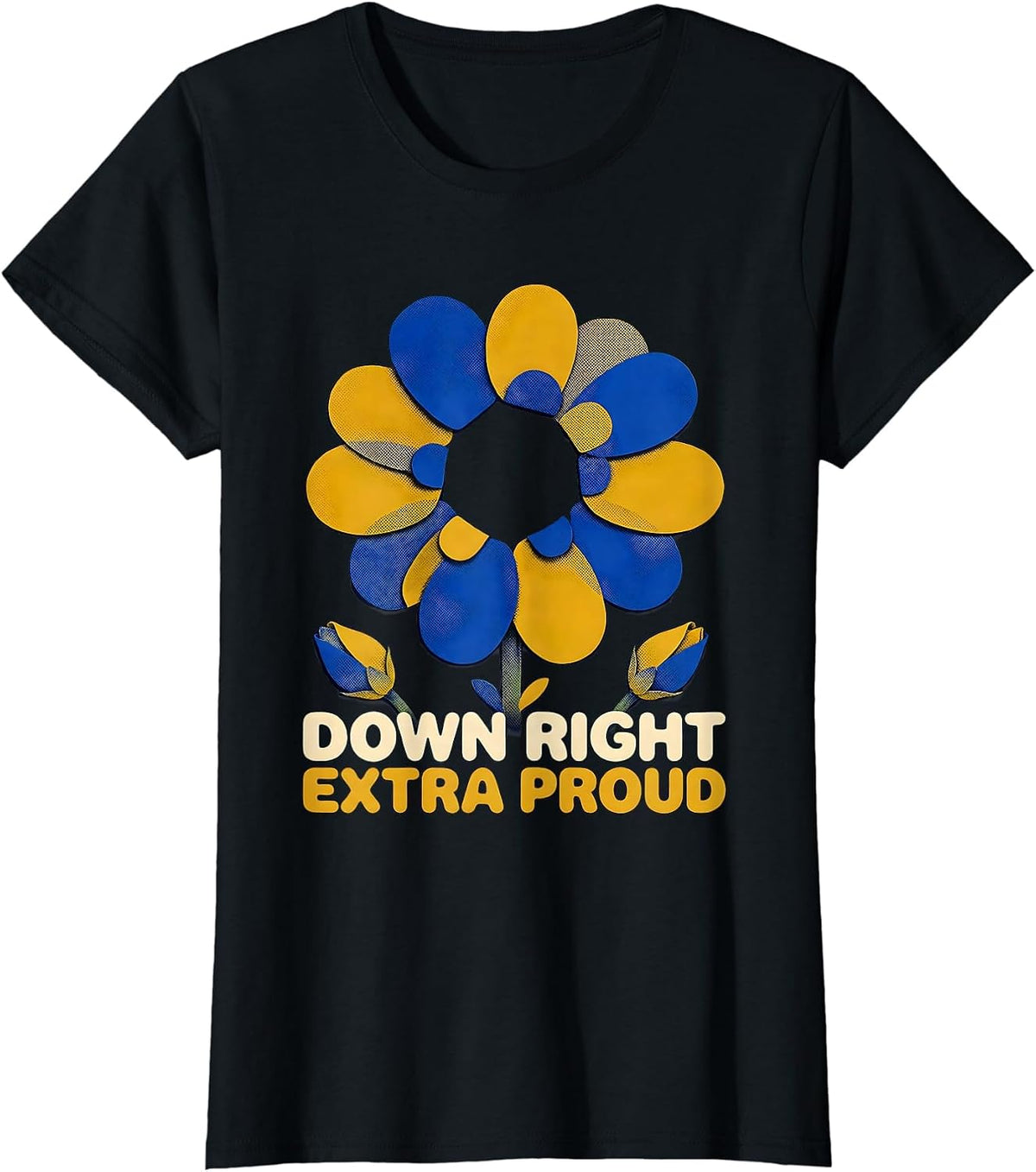 Women's Down Right Extra Proud Retro 70s Down Syndrome Awareness T-Shirt - Black