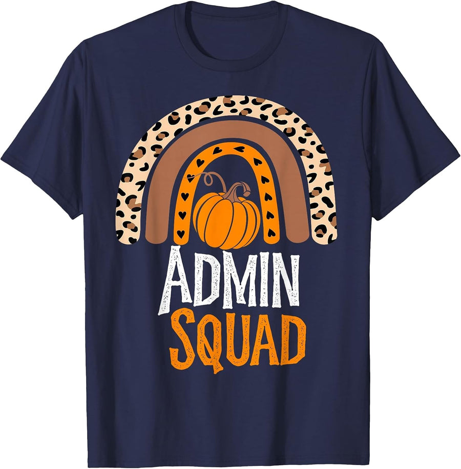 Thanksgiving Party School Matching Admin Squad Team Fall T-Shirt - Navy Blue