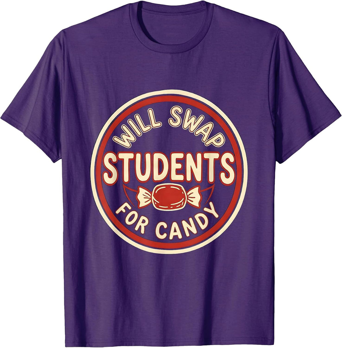 Will Swap Students For Candy Teacher Halloween Costume T-Shirt - Purple