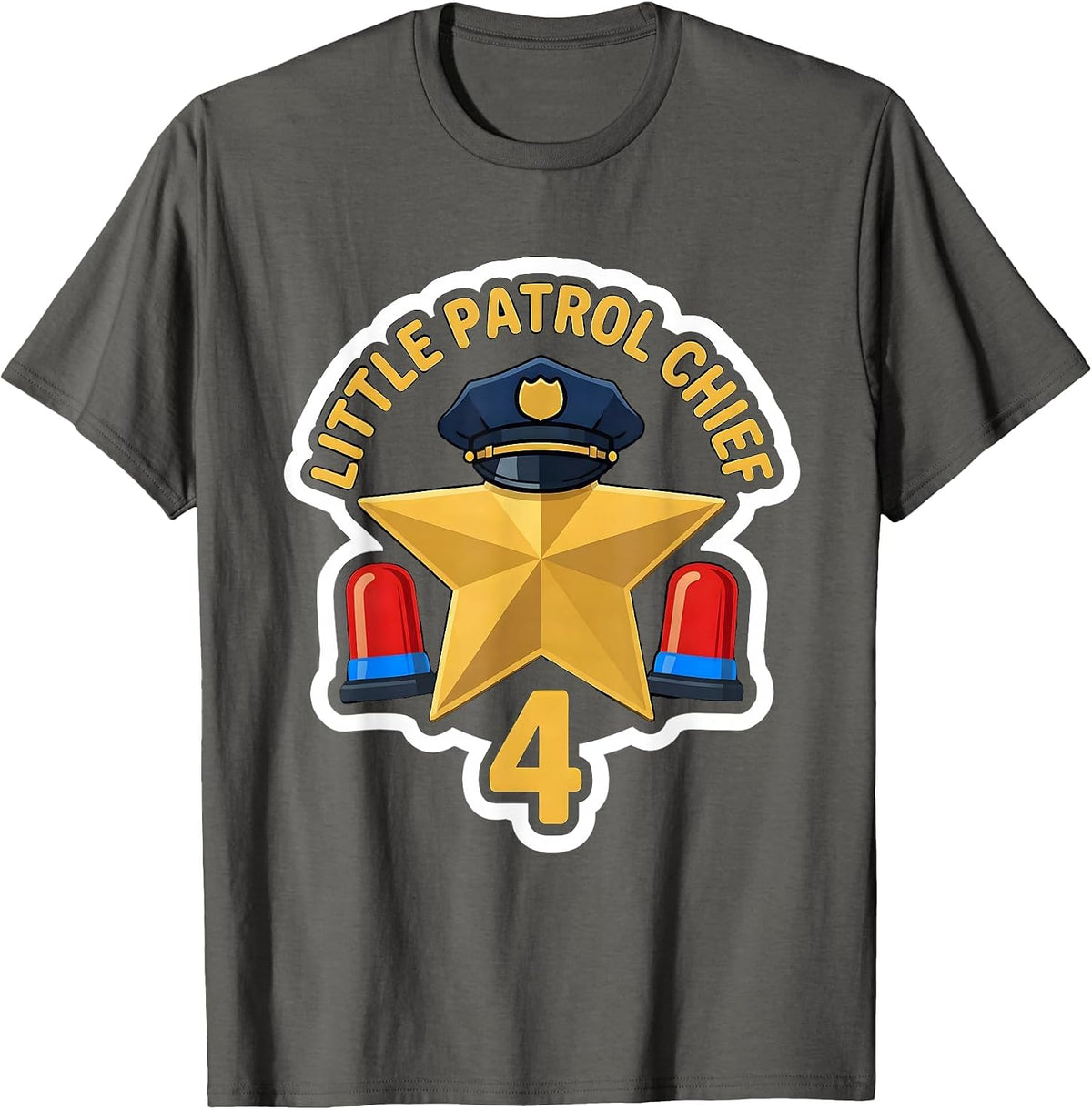 Little Patrol Chief Age 4 Kids Future Police Officer T-Shirt - Asphalt Grey