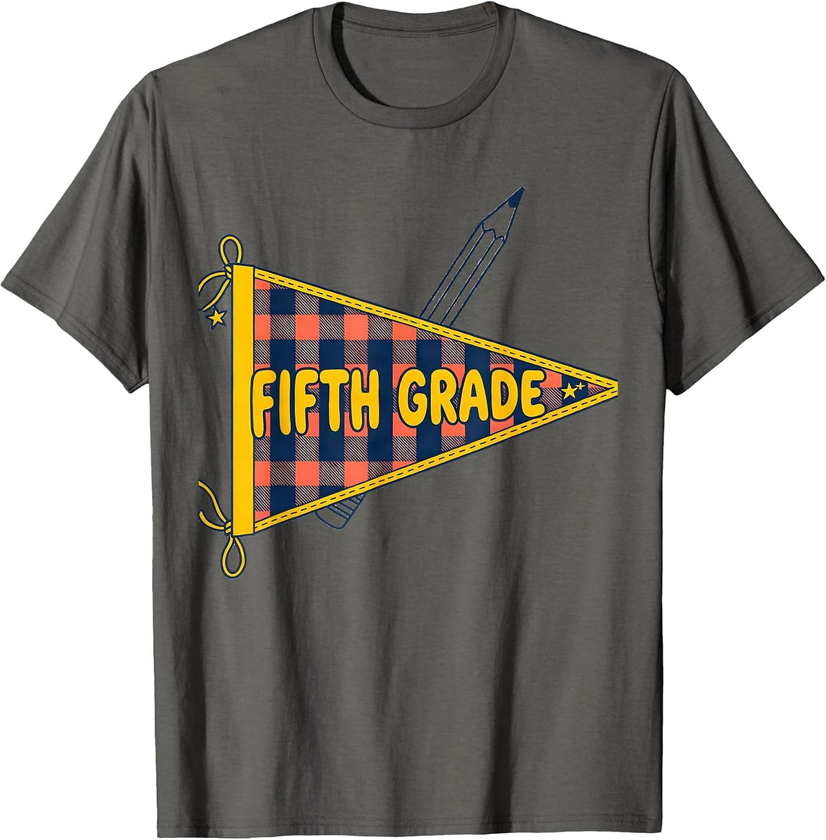 Men's Fifth Grade Cheerful Whimsical Back To School Girl Student T-Shirt - Asphalt Grey