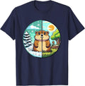 Winter or Spring Groundhog Day T-Shirt - Navy Blue